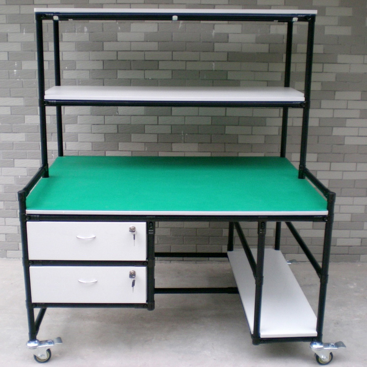黑色防靜電精益管帶抽屜工作臺