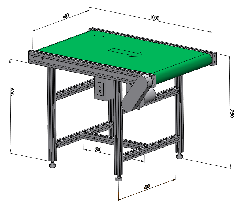 一米長標準常規(guī)款皮帶輸送機